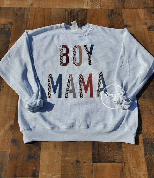 Boy Mama boho leopard sweatshirt