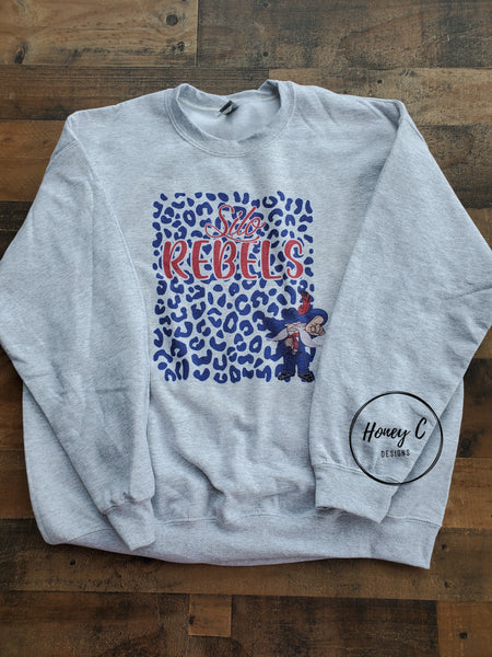 Silo leopard w/mascot sweatshirt *ash*