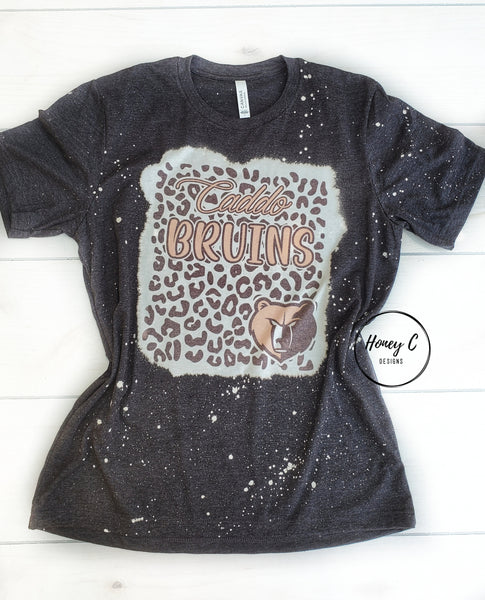 Caddo Bruins leopard background w/mascot charcoal