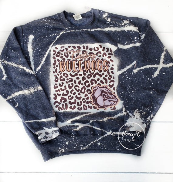 Calera Bulldogs leopard background w/mascot sweat shirt *dark grey*