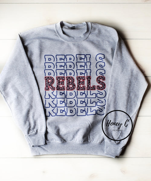 Rebels Rebels Rebels w/leopard sweatshirt *ash*
