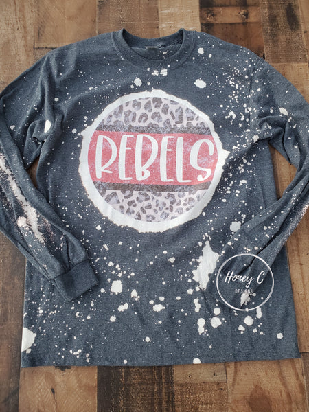 Rebels leopard circle bleached LS