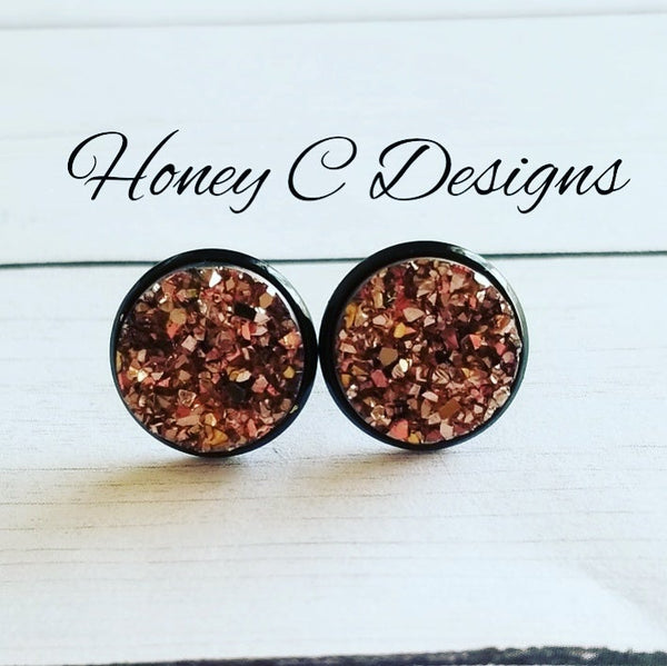 Rose gold on black 12mm