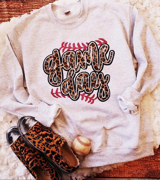 Game day cheetah baseball sweatshirt