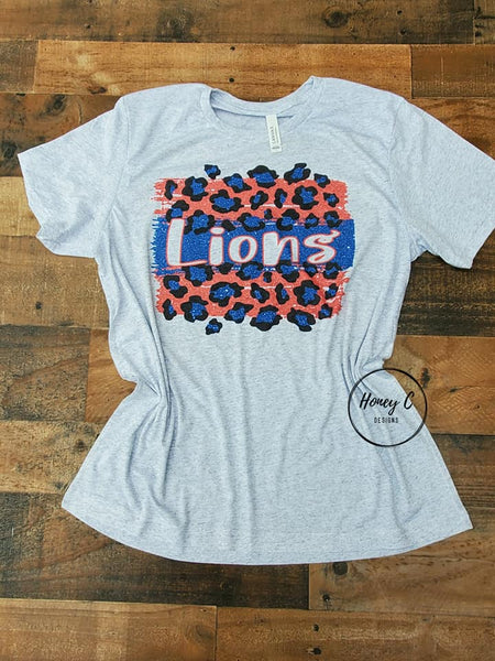 Lions leopard faux glitter split
